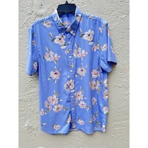 Abercrombie & Fitch Mens Medium Blue Floral Short Sleeve Button Down Shirt